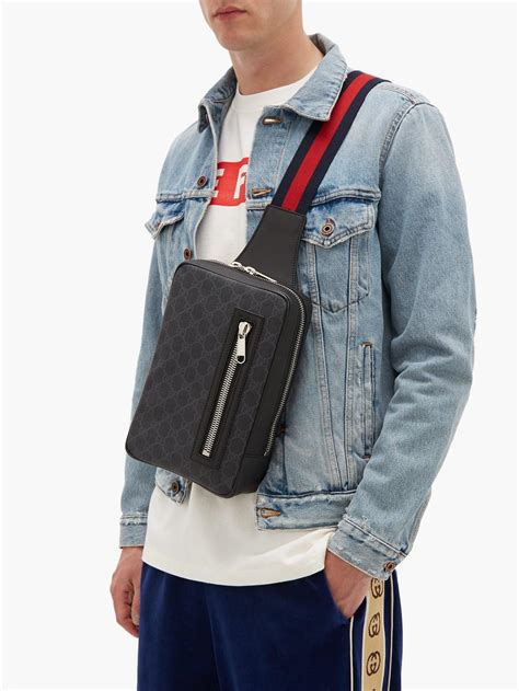 gucci mens leather sling bag|men's Gucci crossbody bag sale.